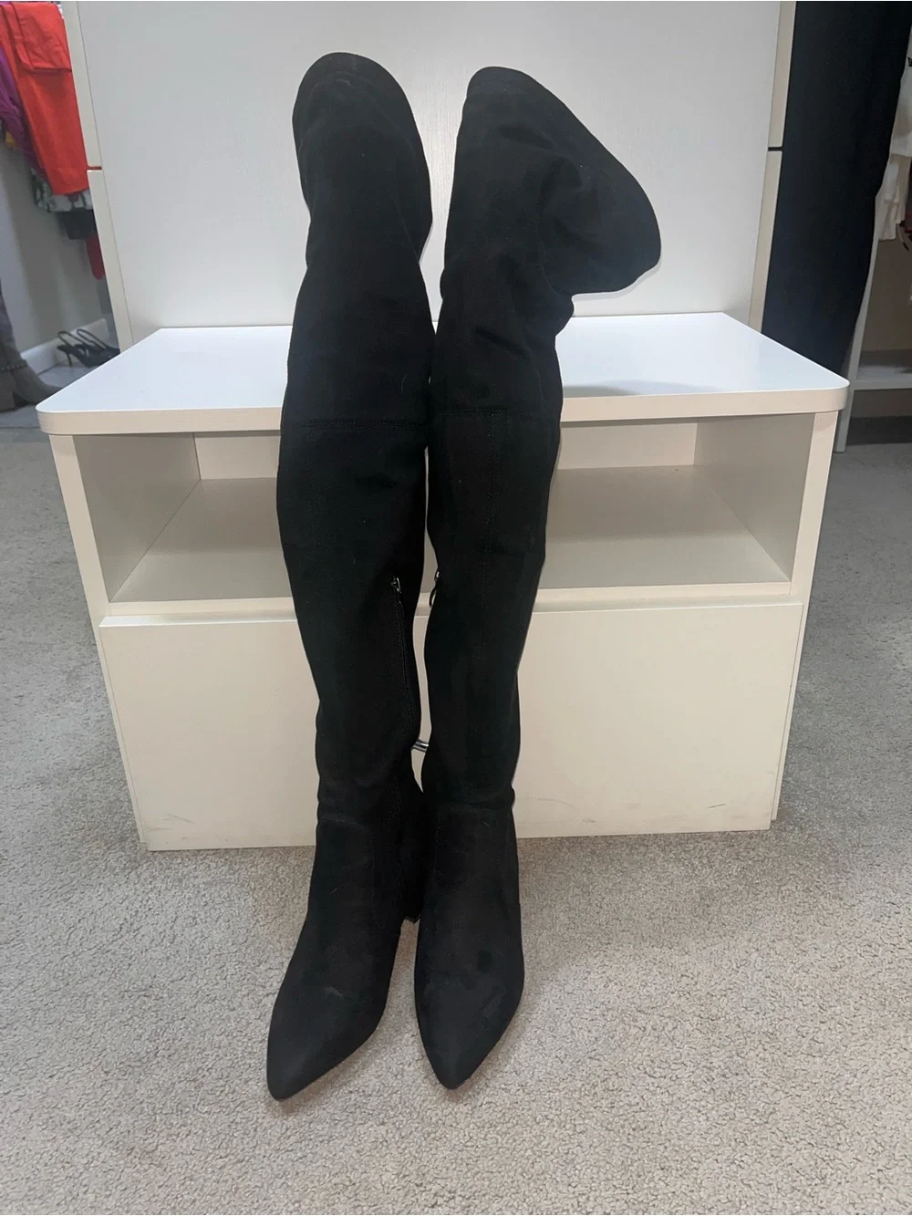 Women's Black Pointed Toe Over-the-Knee Boots
